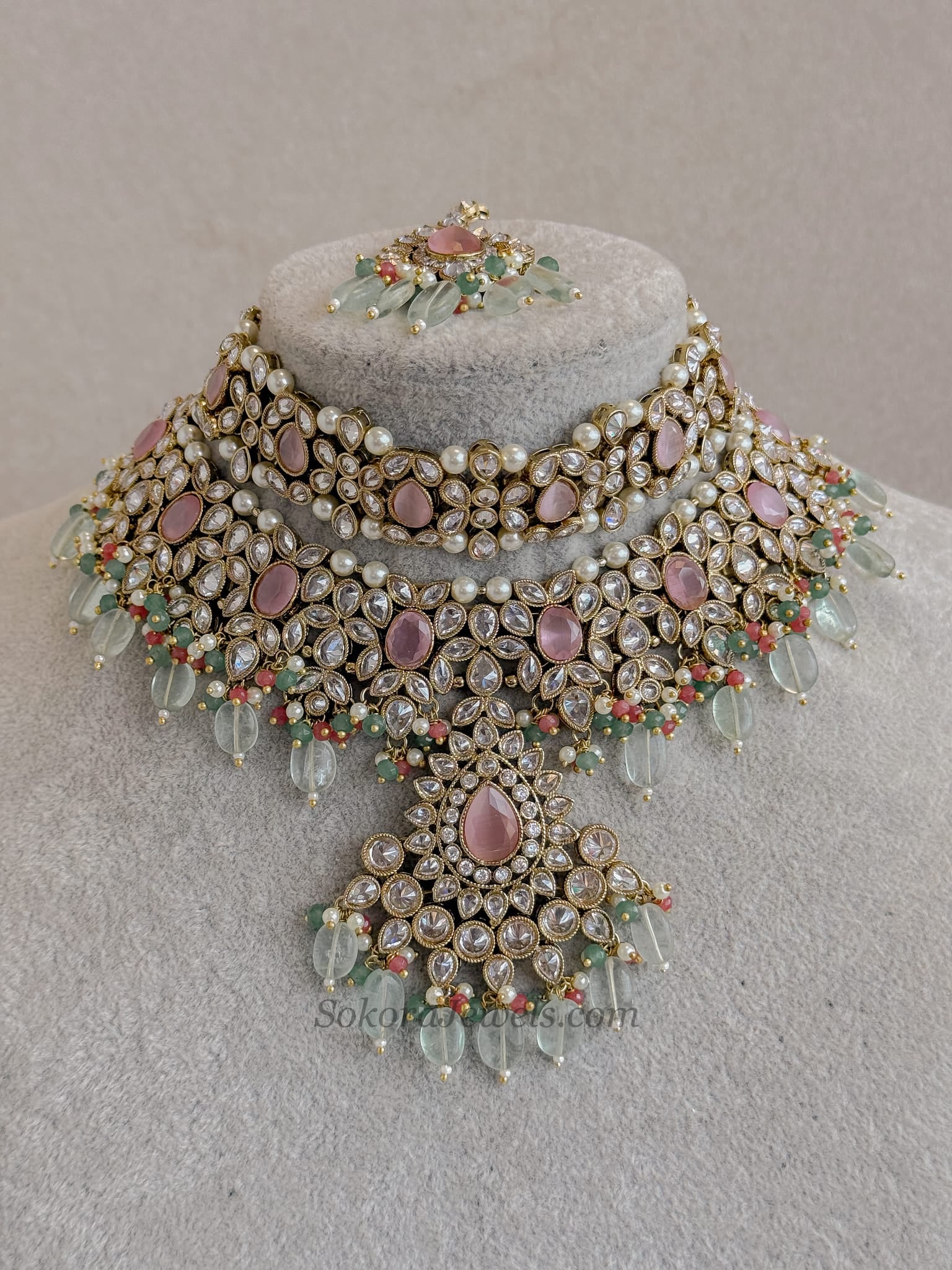 Shalini Pastel Bridal Choker & Necklace set