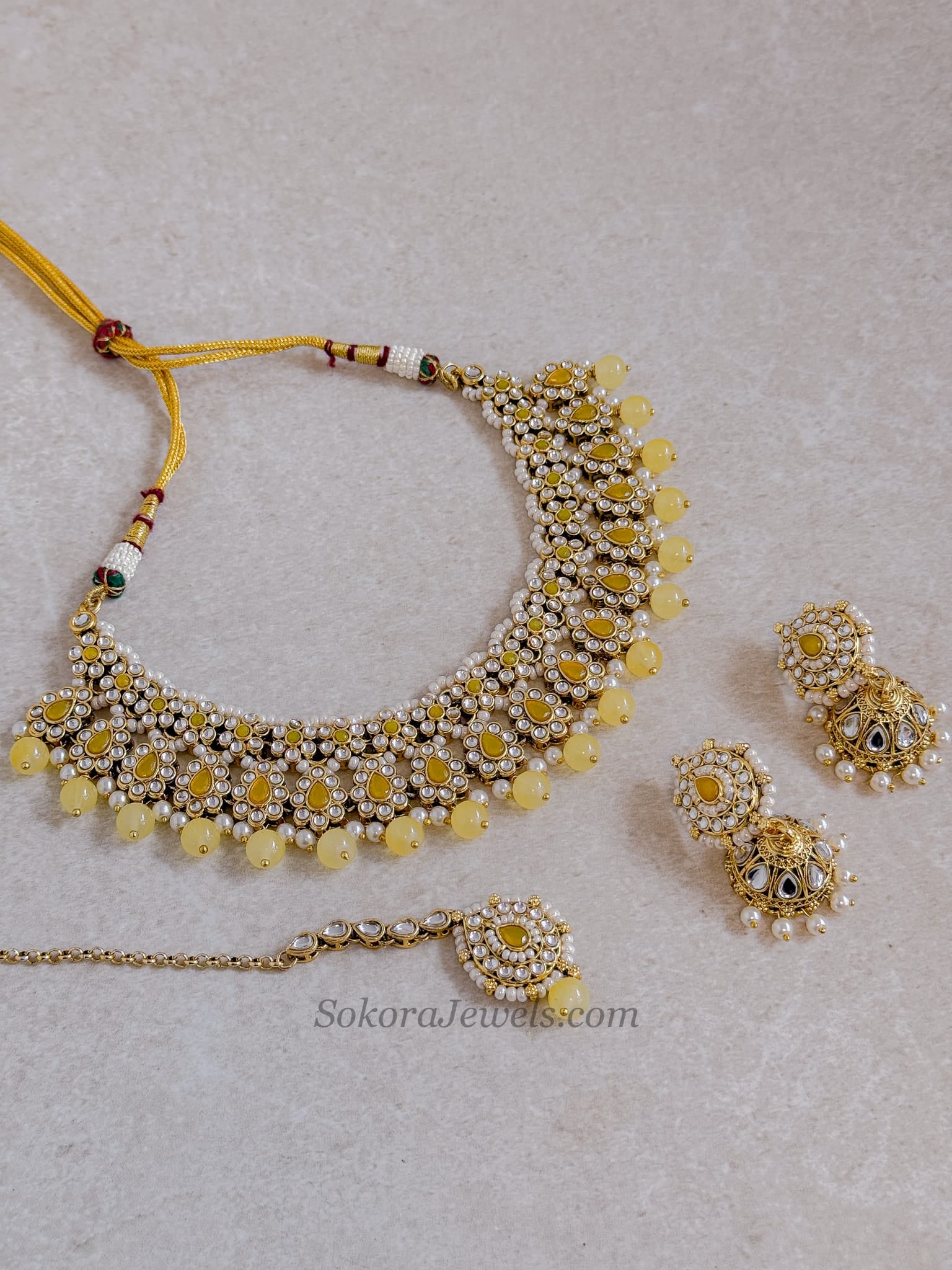 Asmita Faux Kundan Set - Yellow