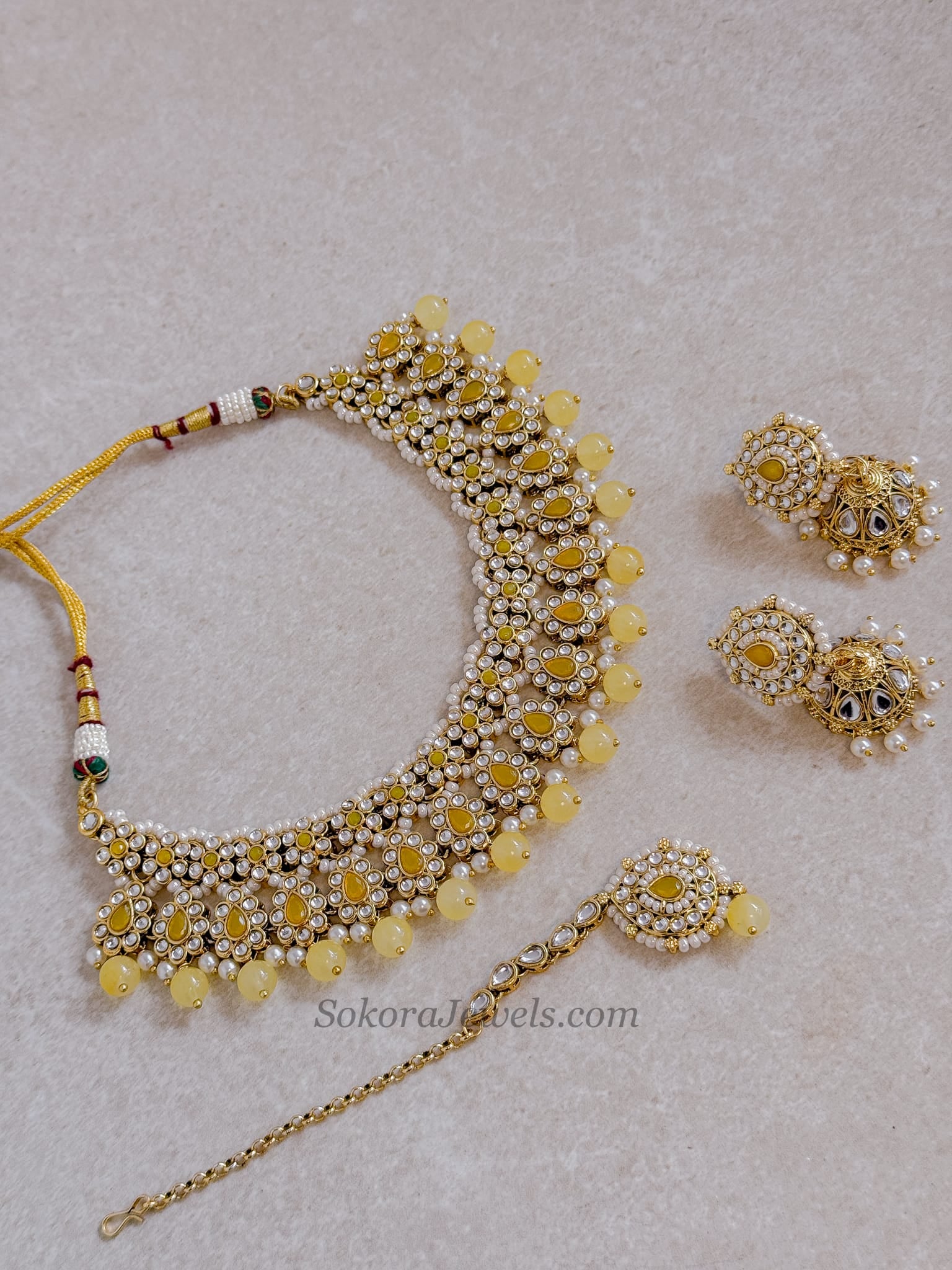 Asmita Faux Kundan Set - Yellow