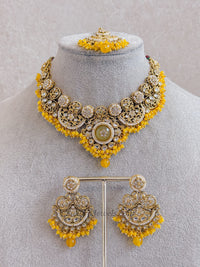 Nimra Faux Kundan Choker Set - Yellow