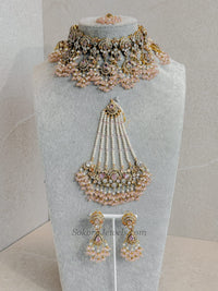 Omniya Bridal Necklace Set - Light Pink