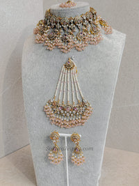 Omniya Bridal Necklace Set - Light Pink