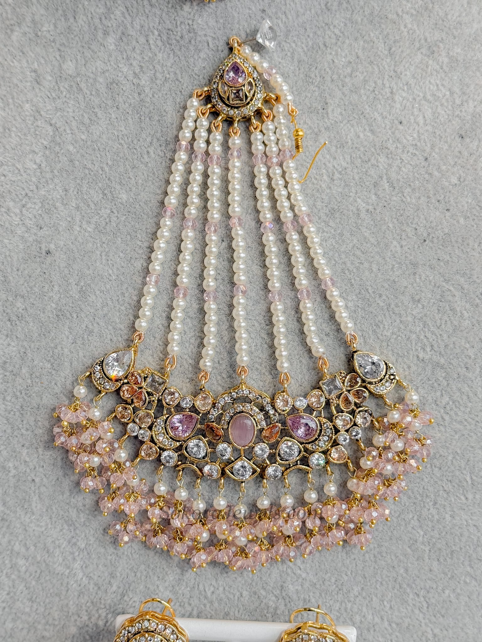 Omniya Bridal Necklace Set - Light Pink
