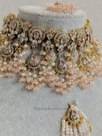 Omniya Bridal Necklace Set - Light Pink