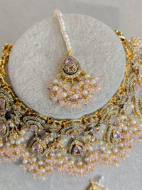 Omniya Bridal Necklace Set - Light Pink