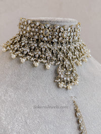 Rebekah Indian Bridal Choker Set - Clear Crystal