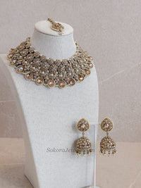 Alisa Golden Crystal Necklace Set