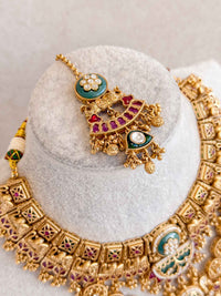 Mehira Antique Gold Temple Necklace Set