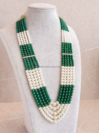 Pearl & Green Bead Mens Mala