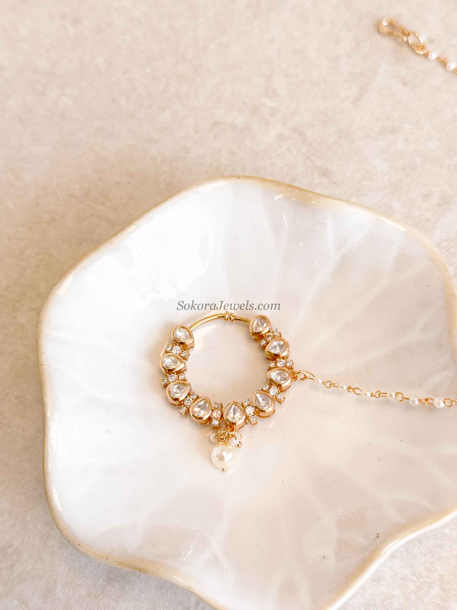 Medium Light Gold & Kundan Nose Ring