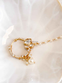 Small Kundan Flower & Diamante Nose Ring - Clip On