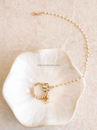 Small Kundan Flower & Diamante Nose Ring - Clip On