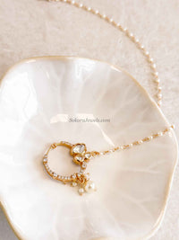 Small Kundan Flower & Diamante Nose Ring - Clip On