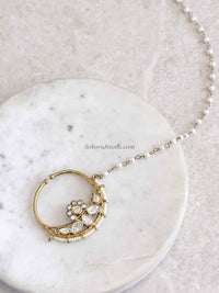 Medium Antique Gold & Kundan Nose Ring