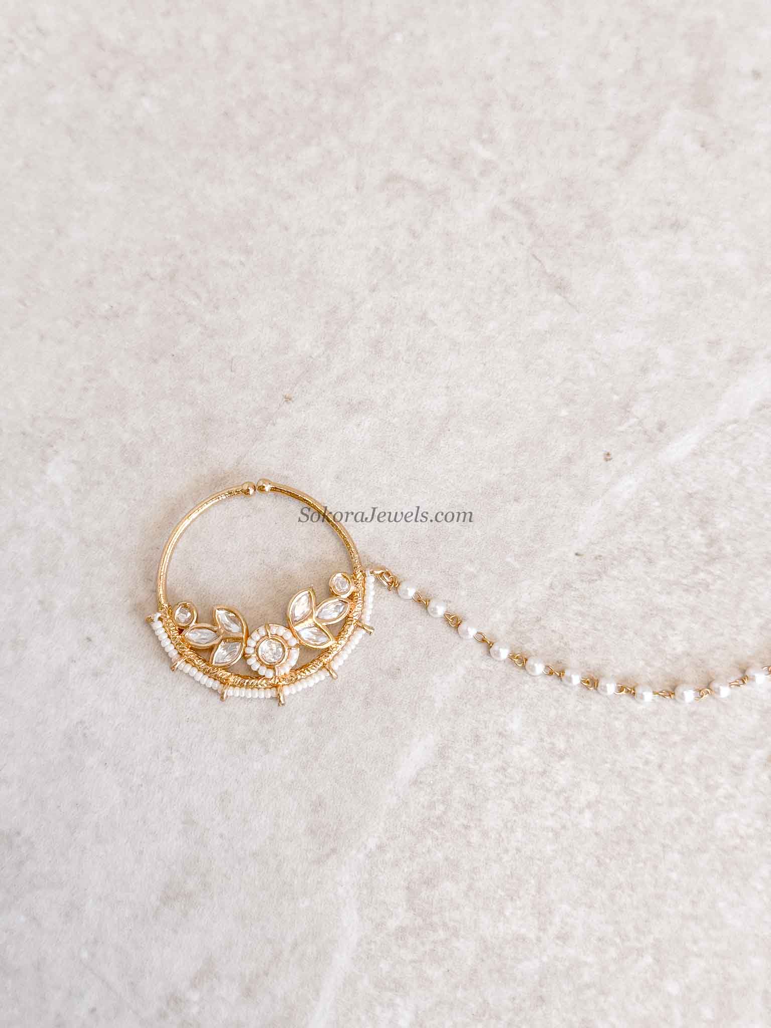 Medium Light Gold & Kundan Nose Ring