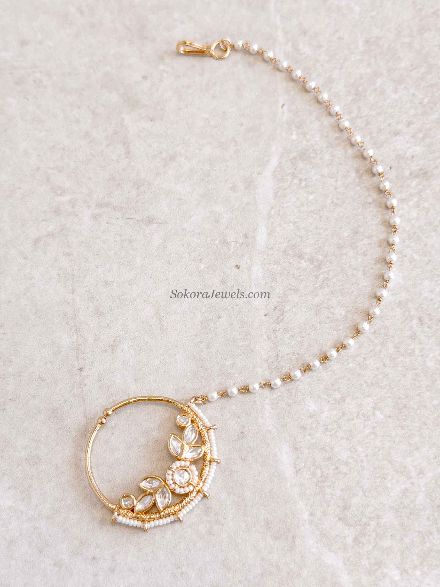 Medium Light Gold & Kundan Nose Ring