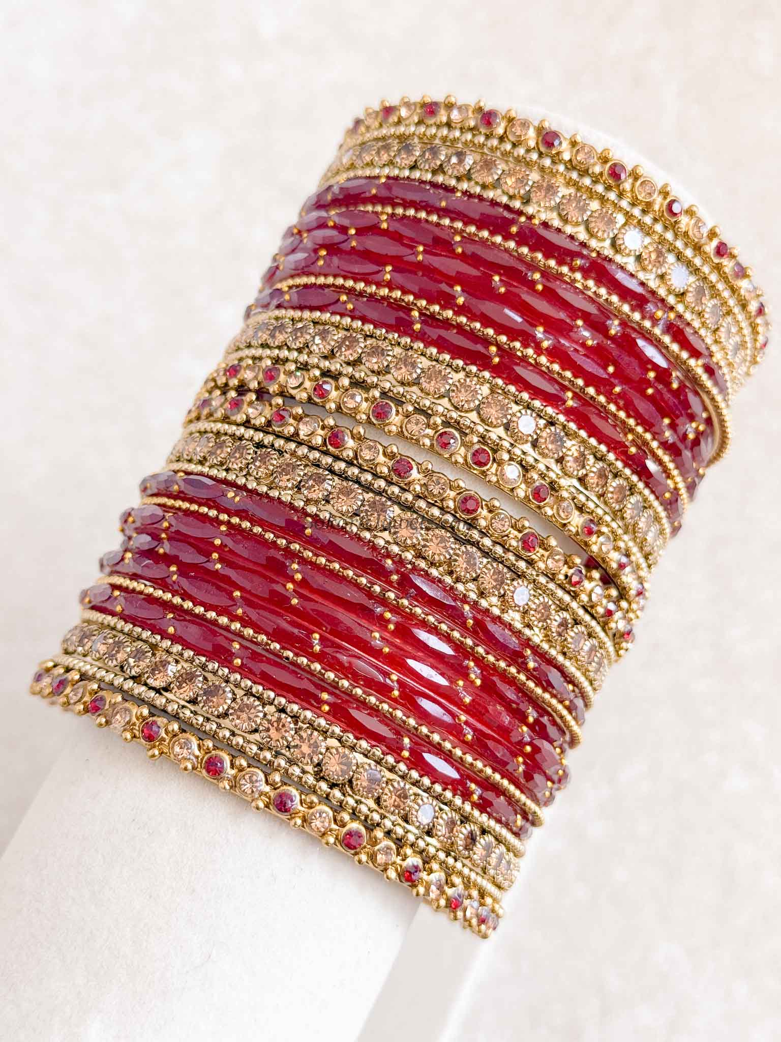 Dark Red Glass Bangle set - 2.10