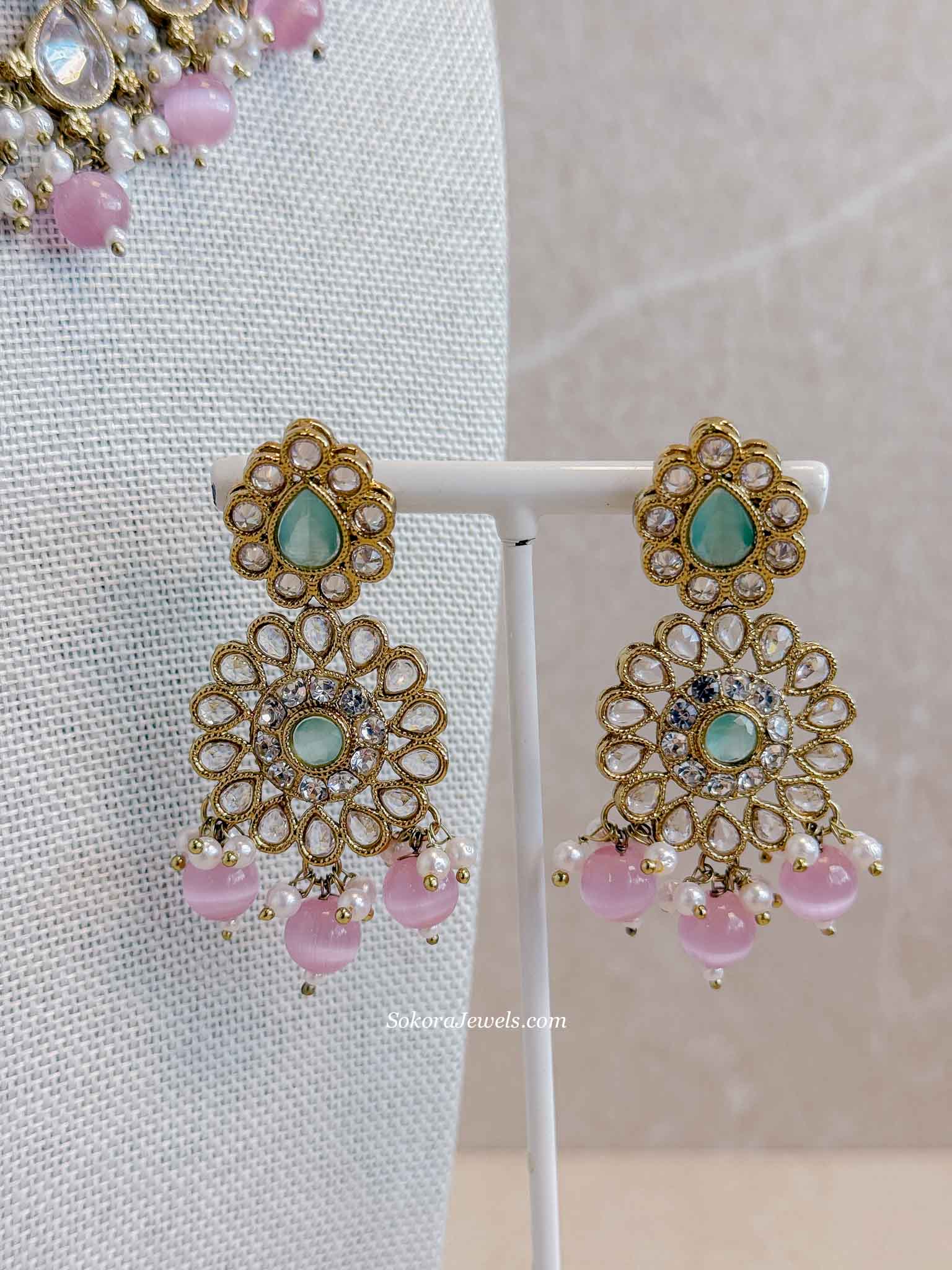 Pink & Mint Bridal Jewellery Set