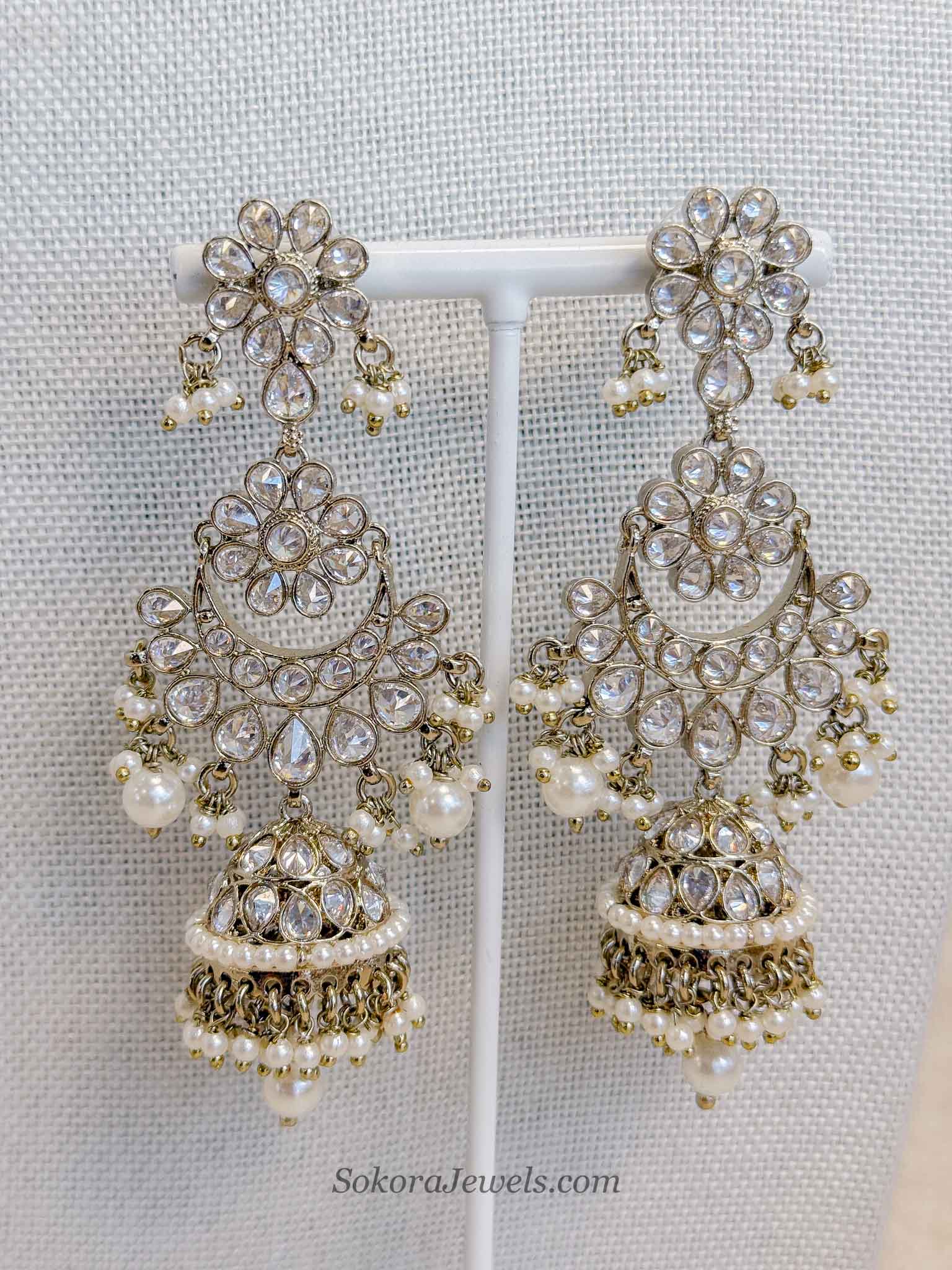 Tina Jhumka Earrings - Clear