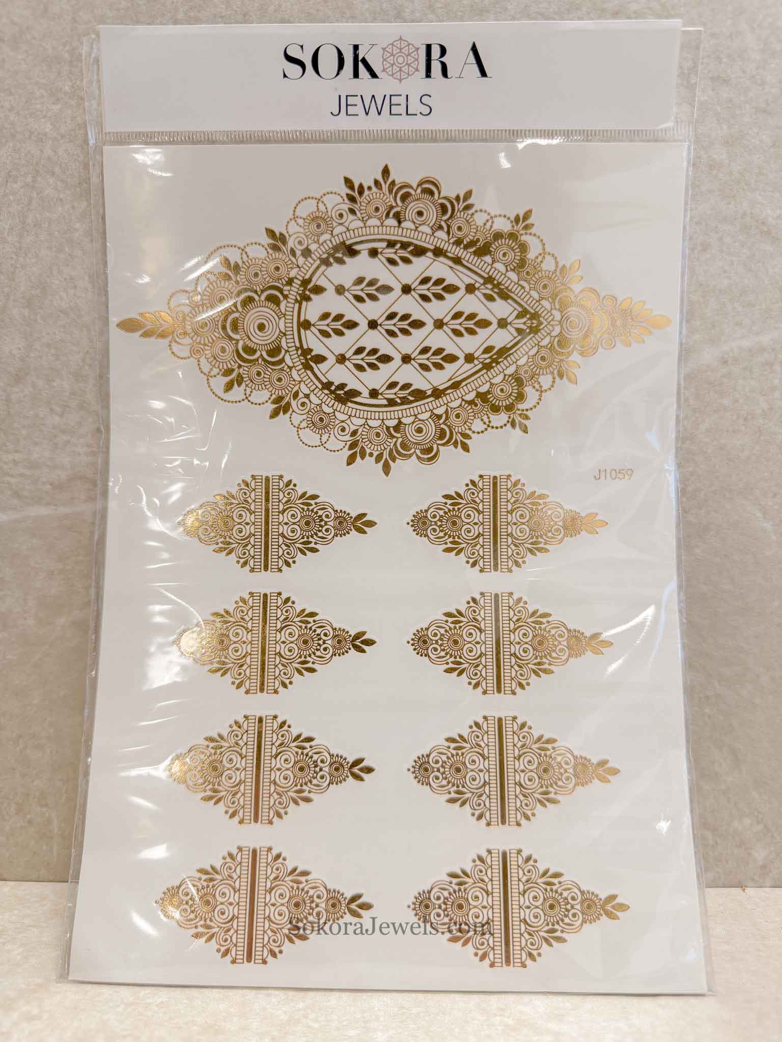 Gold Henna/ Mendhi  Temporary Tattoo: Elegant Lace (One Hand)