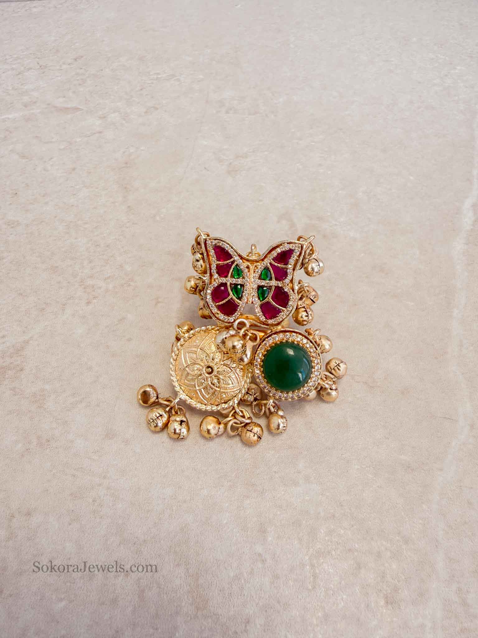 Oversized Butterfly Motif Kundan Ring