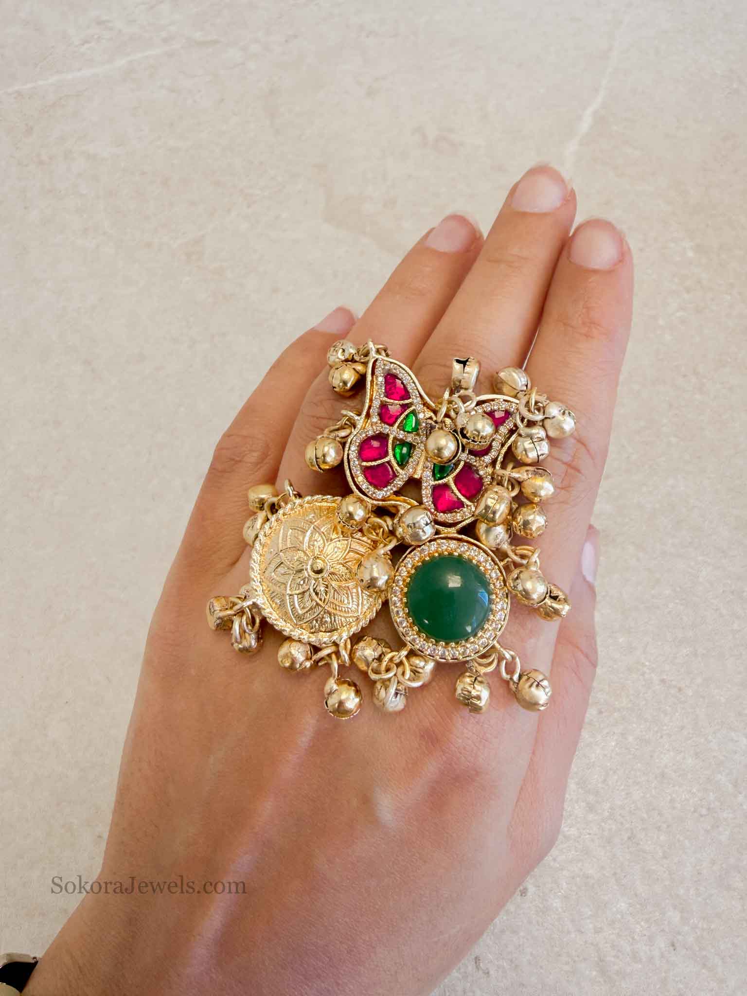 Oversized Butterfly Motif Kundan Ring