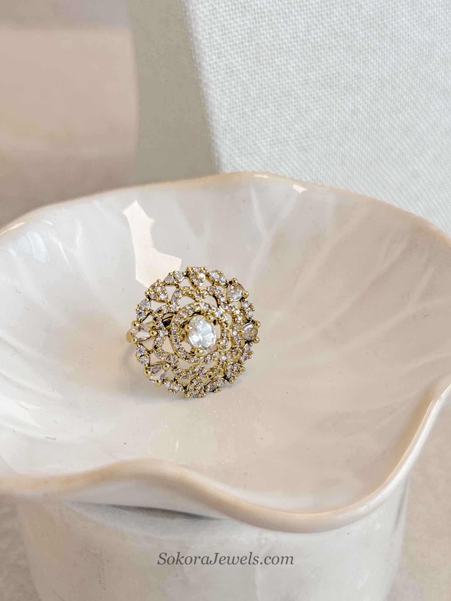 Antique Gold & Diamante Ring