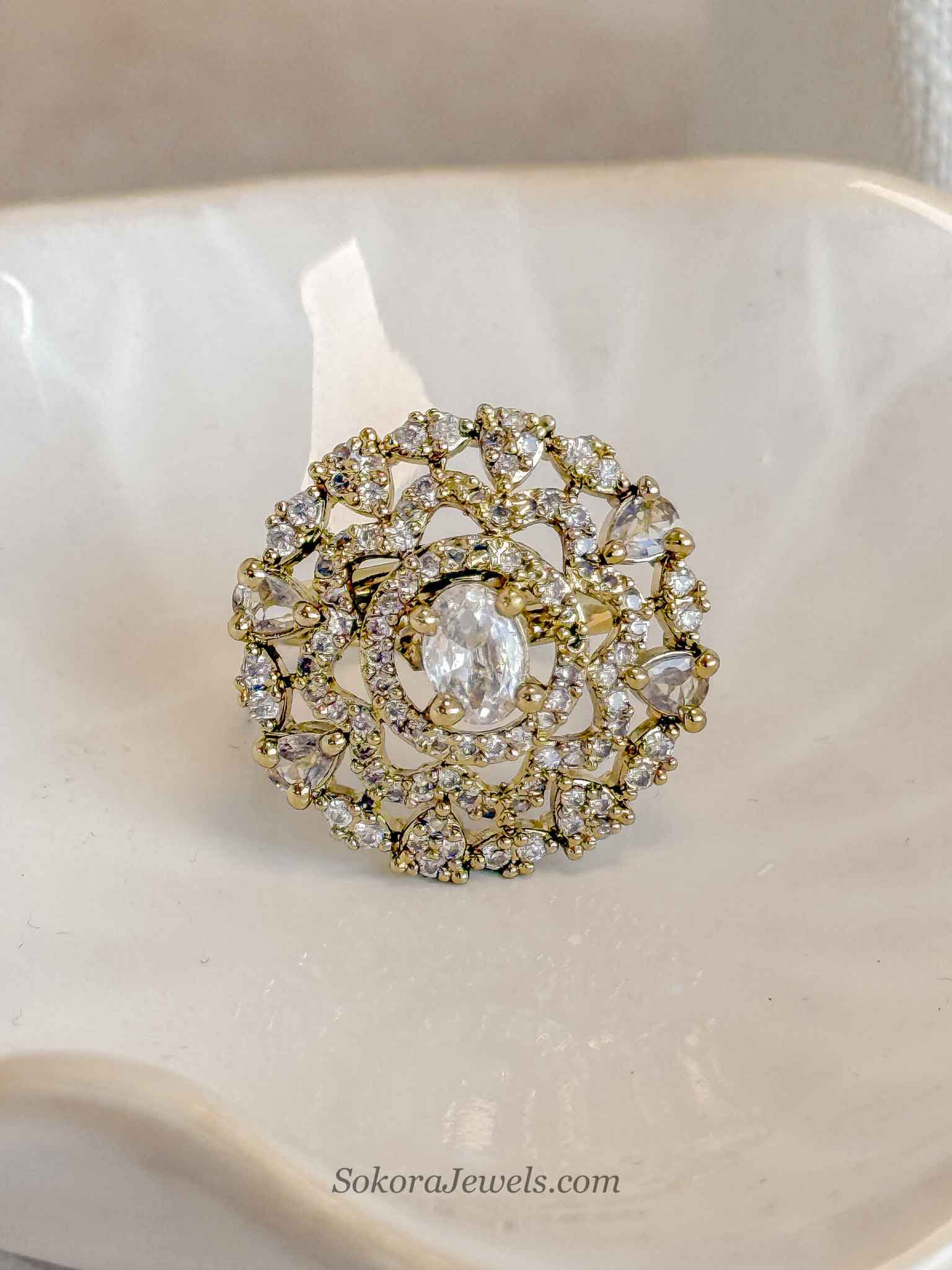 Antique Gold & Diamante Ring