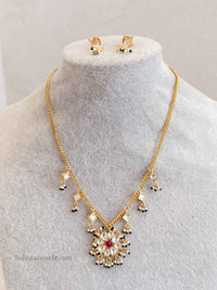 Dainty Kundan Necklace Chain Set