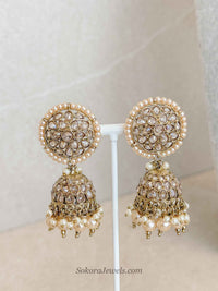 Champagne Pearl Jhumka Earrings