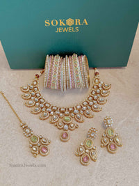 Rafia Faux Kundan & Pastel Bangle Box Set