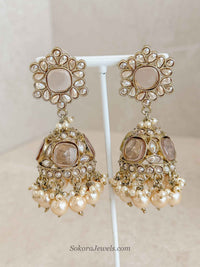 Champagne Kundan Jhumka Earrings