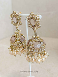 Champagne Kundan Jhumka Earrings