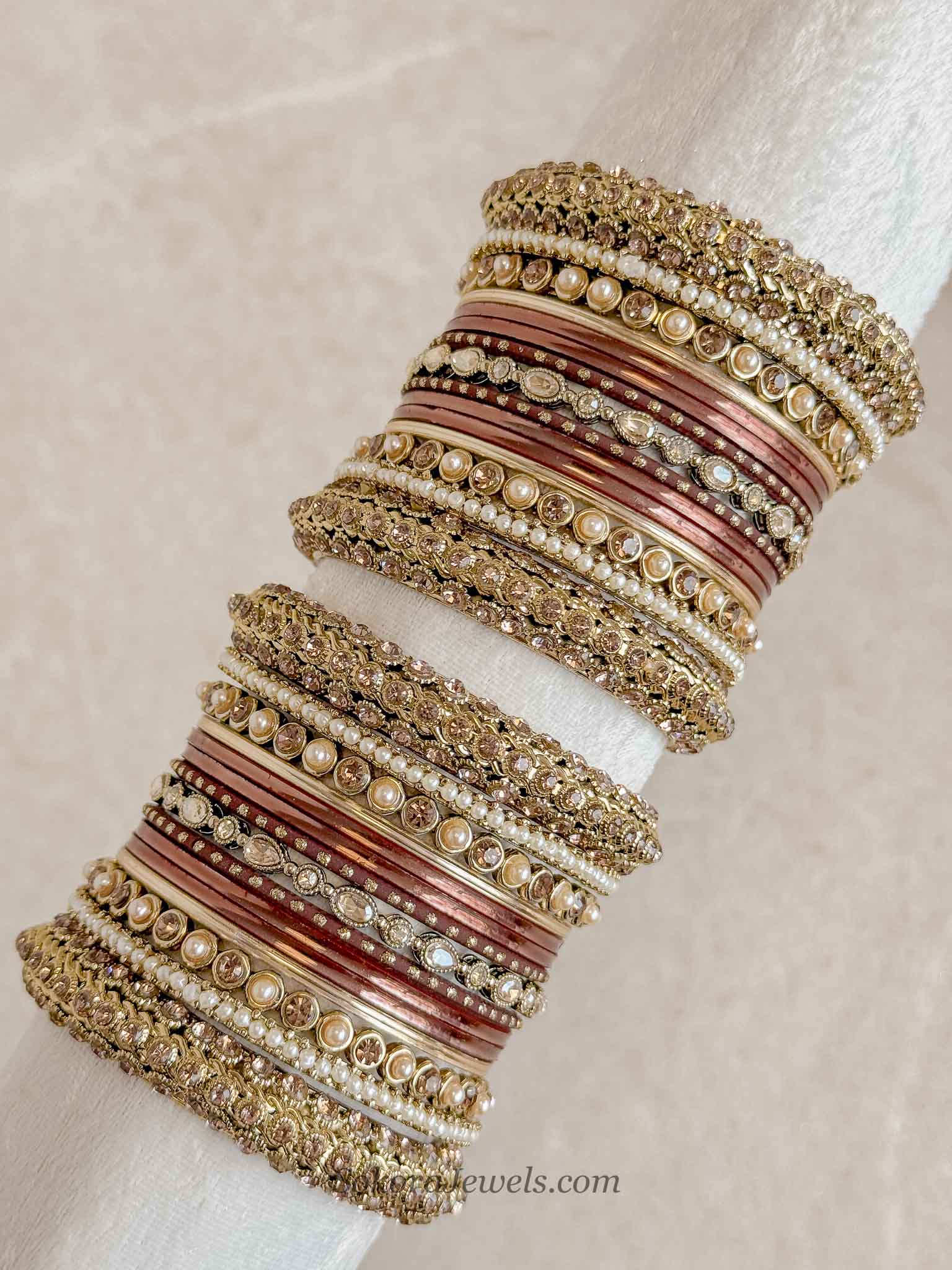 Antique Gold & Mocha Bridal Bangle Set