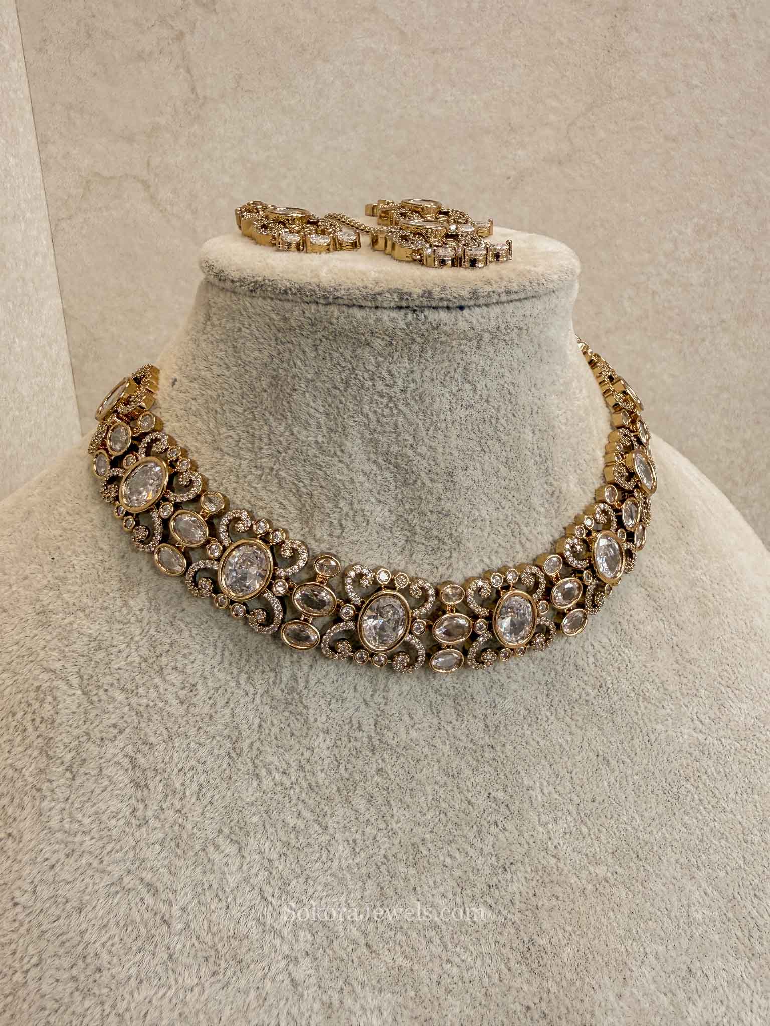 Alina Antique Gold & Diamante Choker Set