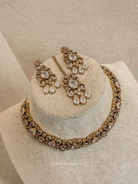 Alina Antique Gold & Diamante Choker Set
