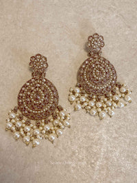 Antique Gold,Zircon & Pearl Statement Earrings