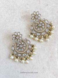 Golden Chandbali Earrings - Pearl Drop