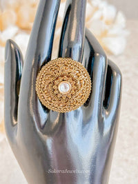 Round Kundan Gem Ring
