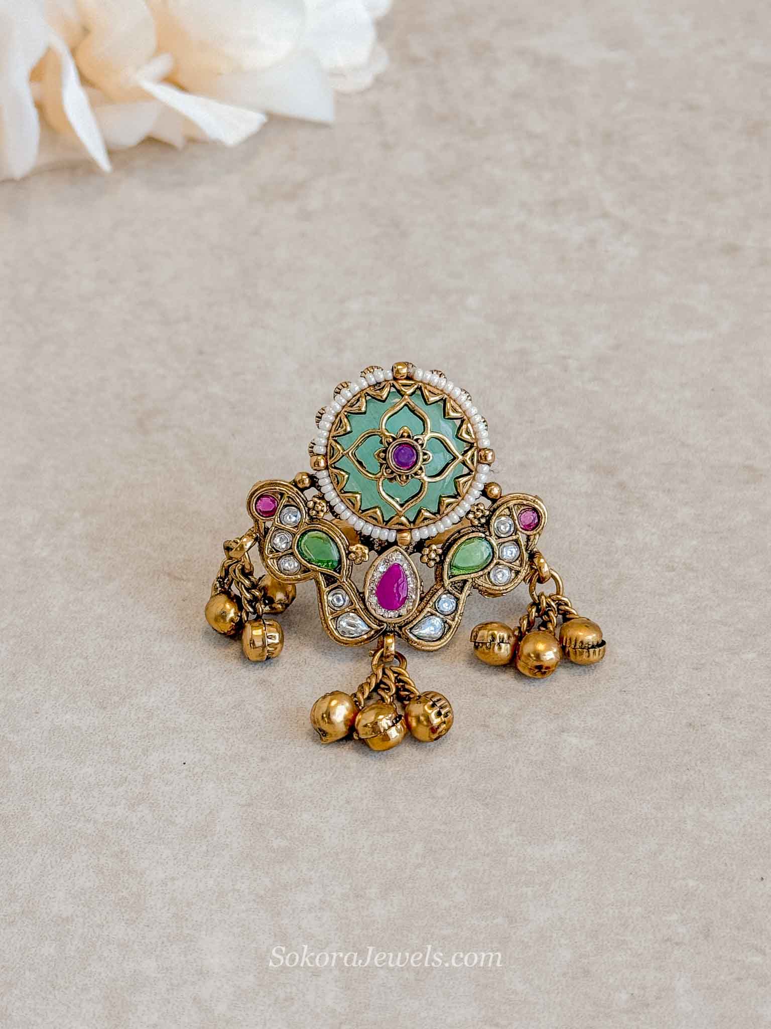 Peacock Detail Kundan Ring