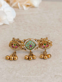 Wide Peacock Motif Kundan ring