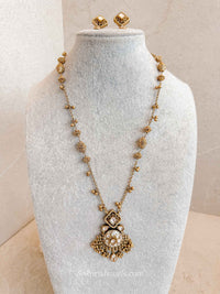 Kundan & Gold Ball Mala with Earrings