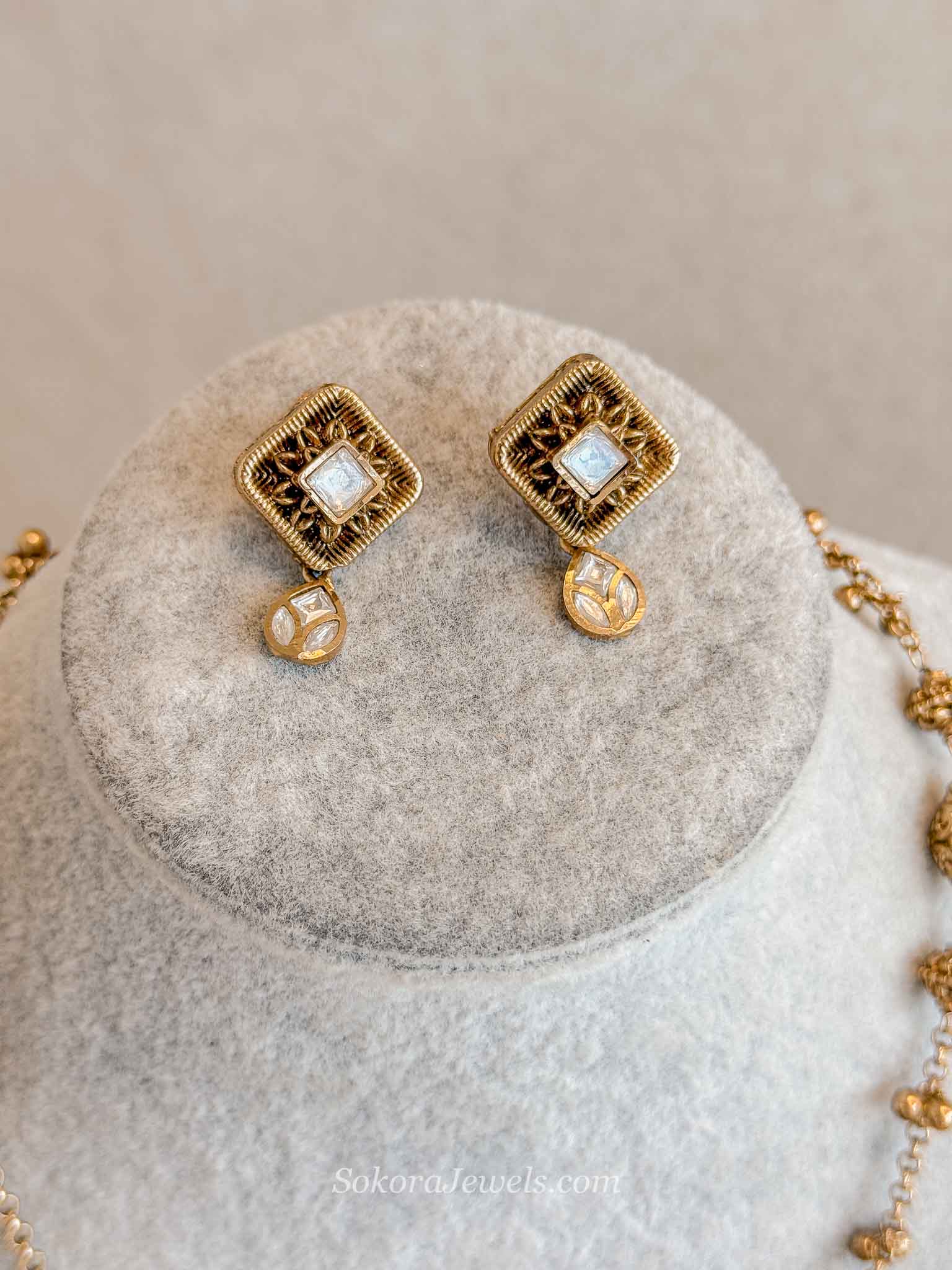Kundan & Gold Ball Mala with Earrings