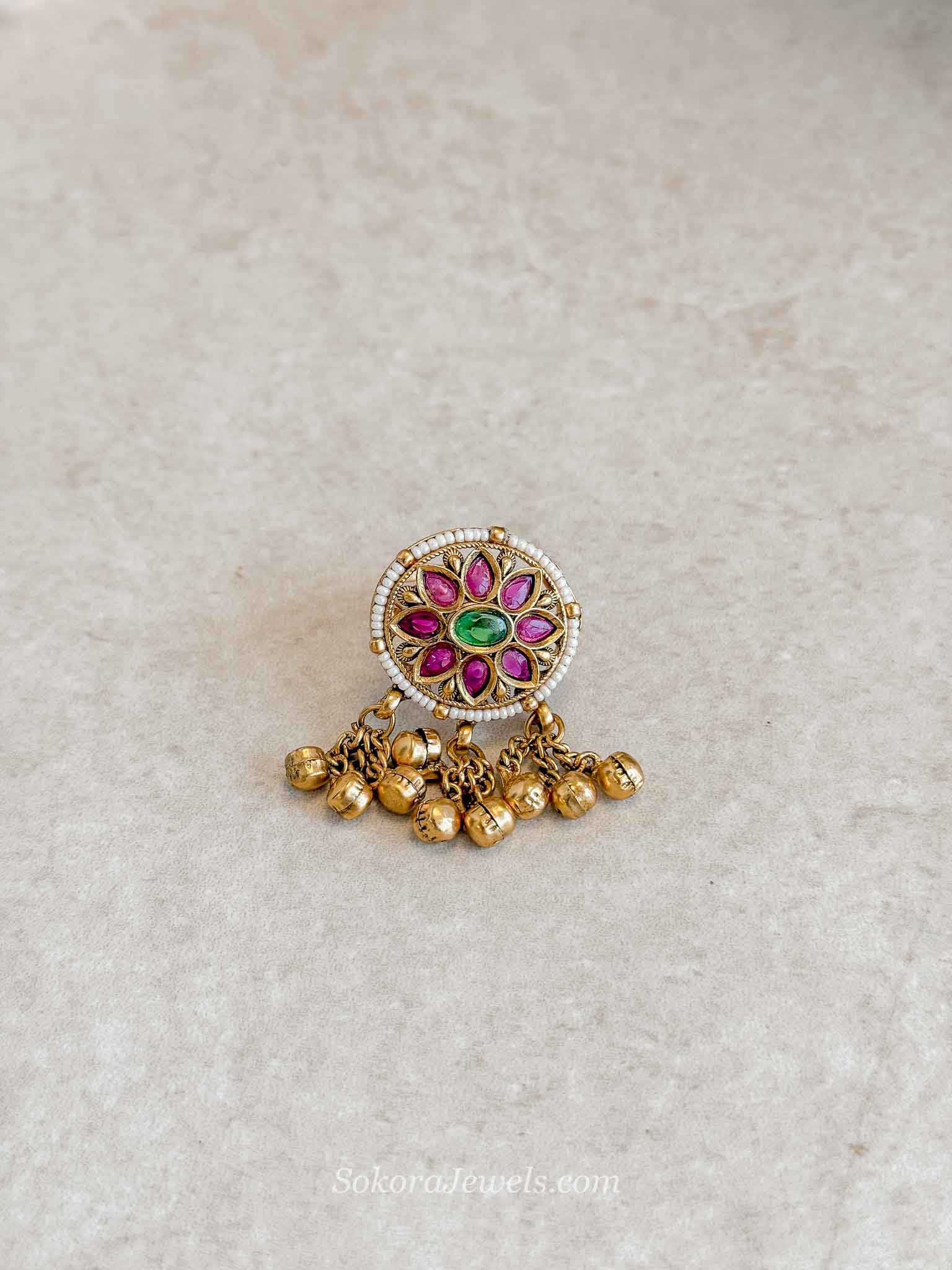 Ruby & Green Kundan Ring