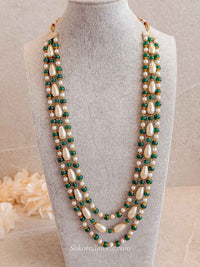 Pearl & Green Bead Mens Mala