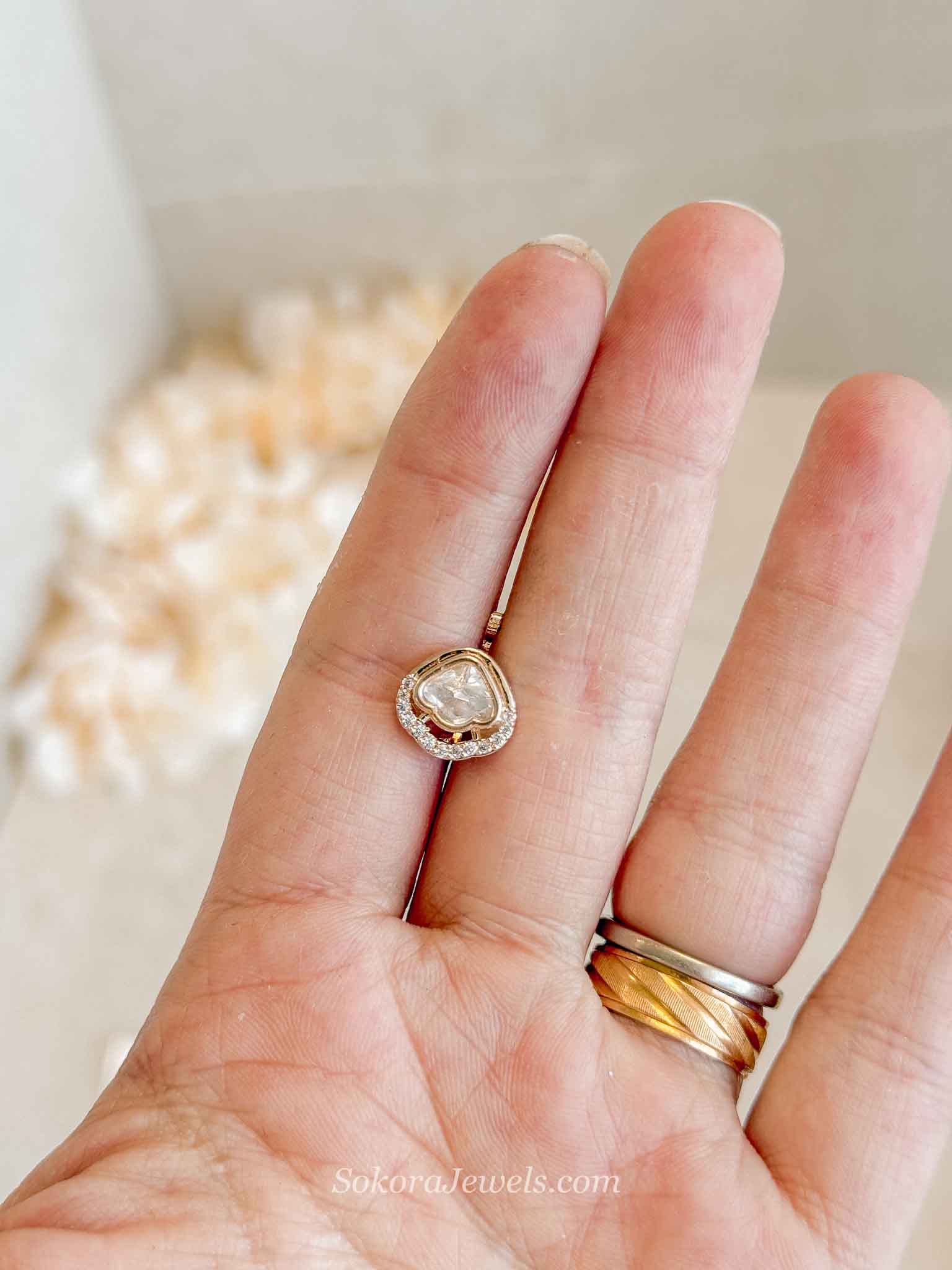 Rose Gold & Kundan Nose Pin - Slide type