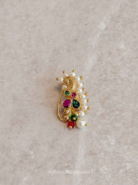 Mayuri Peacock Clip-On Nose Pin | South Indian Temple Jewellery