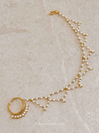 Medium Gold Nose Ring with Fancy Pearl chain
