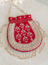 Tasselled Potli Bag - Red