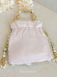 Light Pink and Floral embroidery Potli